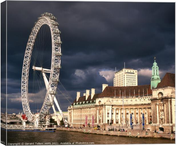 London Eye, London, UK Canvas Print by Geraint Tellem ARPS