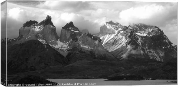 Torres and Cuernos, Torres del Paine, Patagonia, Chile, S. America Canvas Print by Geraint Tellem ARPS