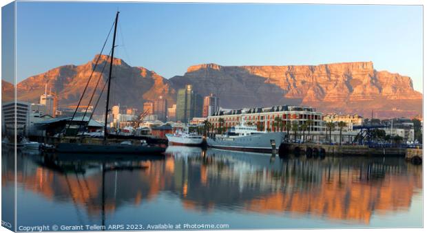 Table Mountain from the Waterfront, Cape Town, South Africa Canvas Print by Geraint Tellem ARPS
