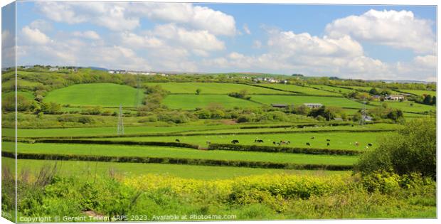 Looking towards Cefn Cribwr from Stormy Down, near Bridgend, South Wales Canvas Print by Geraint Tellem ARPS