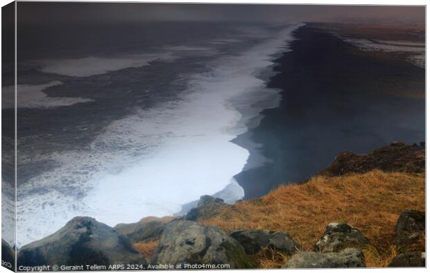 Black sand beach from Reynisfjara, southern Iceland Canvas Print by Geraint Tellem ARPS