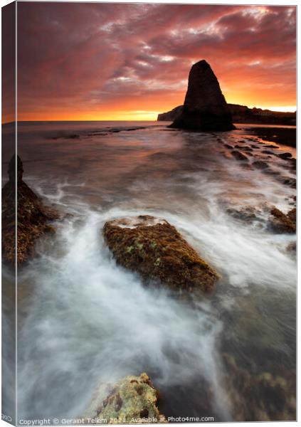 Low tide at sunset, Freshwater Bay, Isle of Wight, UK Canvas Print by Geraint Tellem ARPS