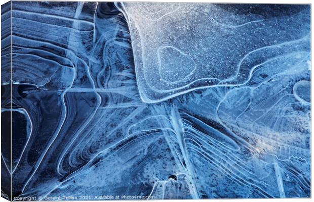 Ice patterns, Rannoch Moor, Scotland, UK Canvas Print by Geraint Tellem ARPS