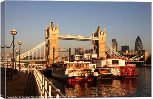 Tower Bridge from Shad Thames, London Canvas Print by Geraint Tellem ARPS