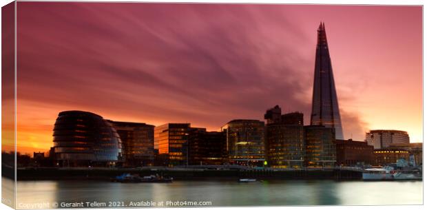 City Hall and The Shard at twilight, London, UK Canvas Print by Geraint Tellem ARPS