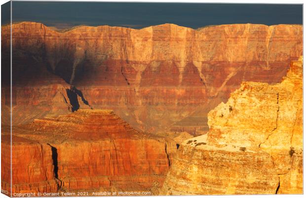 Evening light on cliffs, Grand Canyon, Arizona, USA Canvas Print by Geraint Tellem ARPS