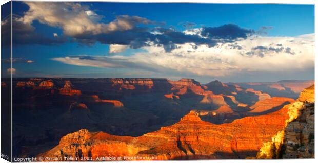Looking towards Wotan's Throne from south rim, Grand Canyon, Arizona, USA Canvas Print by Geraint Tellem ARPS