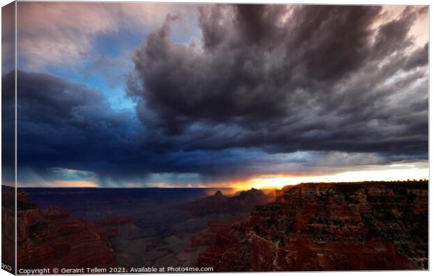 Thunderstorms at sunset over south rim, from Cape  Canvas Print by Geraint Tellem ARPS