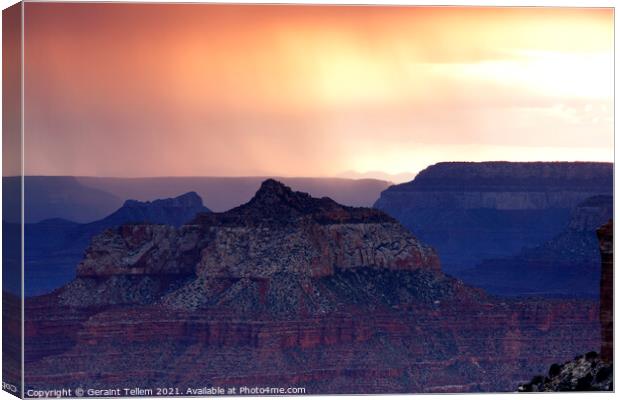 Evening light over Grand Canyon from Cape Royal, north rim, Arizona, USA Canvas Print by Geraint Tellem ARPS