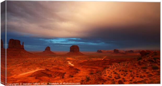 Evening light over Monument Valley, Navajo Tribal Park, USA Canvas Print by Geraint Tellem ARPS