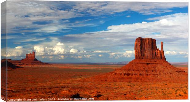 Left Mitten and Monument Valley, Navajo Tribal Park, USA Canvas Print by Geraint Tellem ARPS