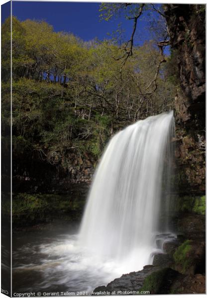 Sgwd yr Eira waterfall, Ystradfellte, Brecon Beacons, Wales Canvas Print by Geraint Tellem ARPS