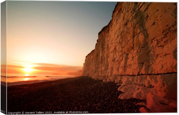 Sunset from Birling Gap, East Sussex Canvas Print by Geraint Tellem ARPS