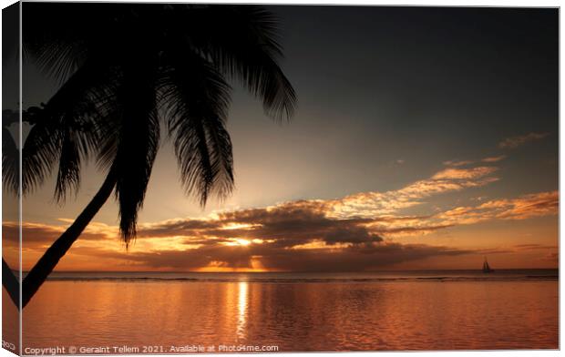 Sunset over Great Courland Bay, near Plymouth, Tobago, Caribbean Canvas Print by Geraint Tellem ARPS