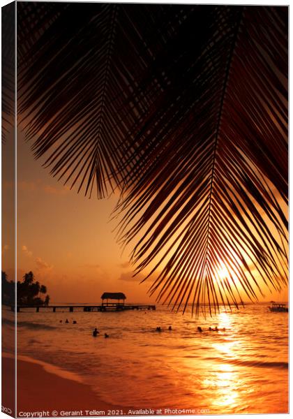 Sunset from Pigeon Point, Tobago, Caribbean Canvas Print by Geraint Tellem ARPS