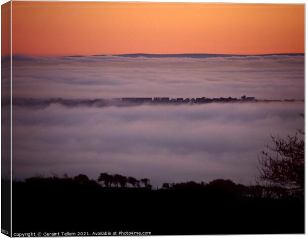 Cefn Cribwr in mist, Bridgend, South Wales, UK Canvas Print by Geraint Tellem ARPS