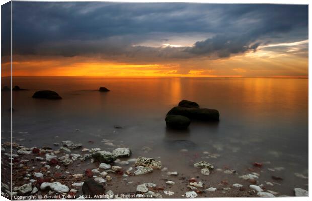 Midsummer sunset over The Wash from Hunstanton, Norfolk, England, UK Canvas Print by Geraint Tellem ARPS