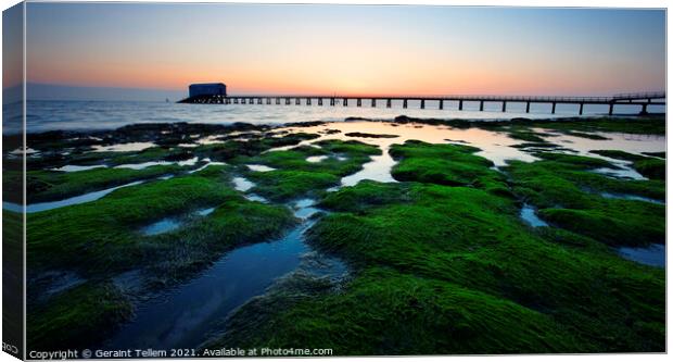 Bembridge Lifeboat Station and shoreline at dawn, Isle of Wight, UK Canvas Print by Geraint Tellem ARPS
