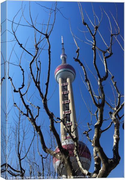 Oriental Pearl TV Tower, Shanghai, China Canvas Print by Geraint Tellem ARPS