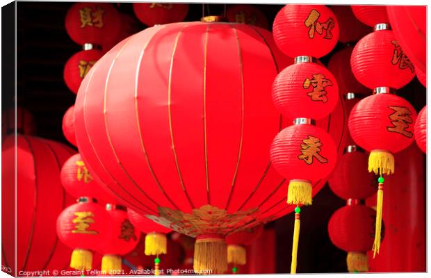 Chinese New Year decorations, Old Town, Shanghai, China Canvas Print by Geraint Tellem ARPS