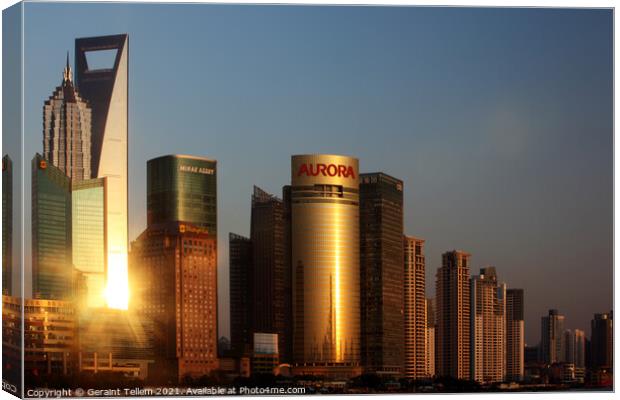 Business district, Shanghai, China Canvas Print by Geraint Tellem ARPS