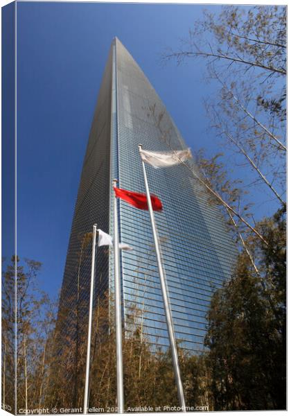 Shanghai World Financial Centre, China Canvas Print by Geraint Tellem ARPS