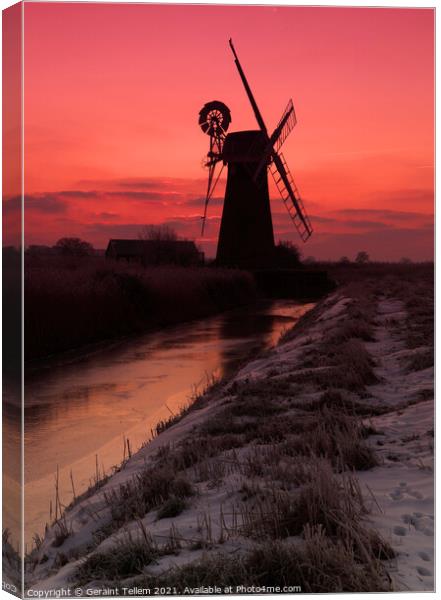 St Benet's Mill at dawn, Norfolk Broads, UK Canvas Print by Geraint Tellem ARPS