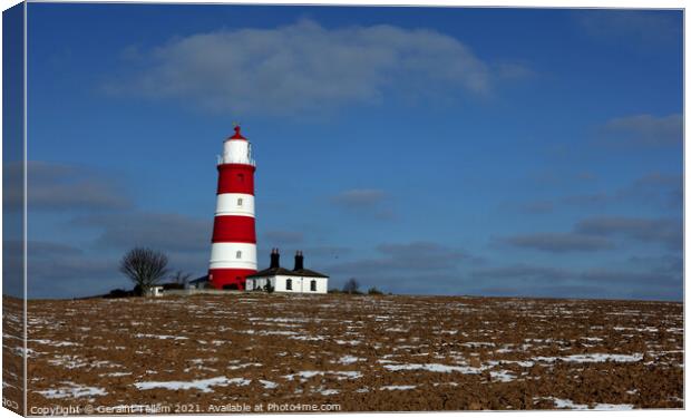 Happisburgh Lighthouse in winter, North Norfolk UK Canvas Print by Geraint Tellem ARPS