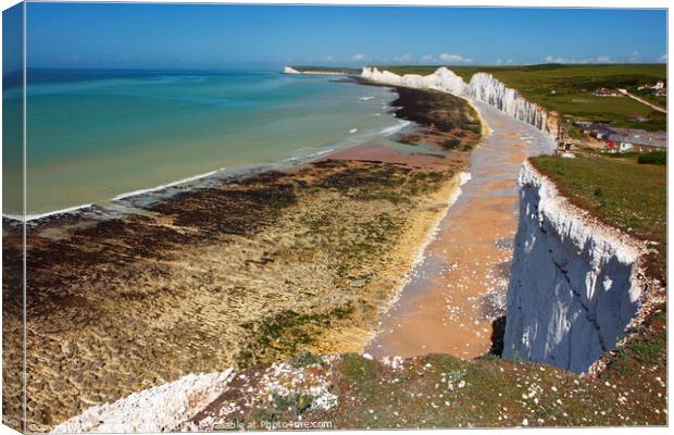 Seven Sisters from Birling Gap, East Sussex, England, UK Canvas Print by Geraint Tellem ARPS