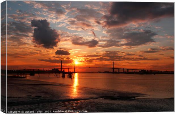 The QE11 Bridge (Dartford Crossing) and Thames estuary from Greenhithe, Kent, England, UK Canvas Print by Geraint Tellem ARPS