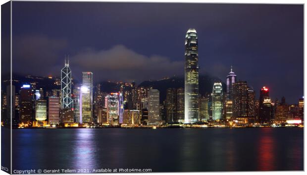 Hong Kong Island, Victoria Harbour waterfront including Two International Finance Centre Canvas Print by Geraint Tellem ARPS