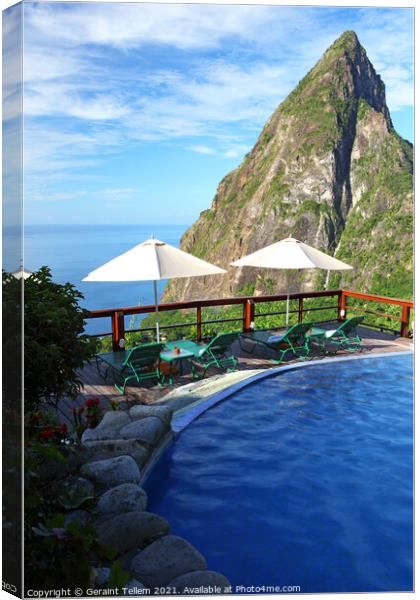 The Ladera Resort and Petit Piton, St Lucia, Caribbean Canvas Print by Geraint Tellem ARPS