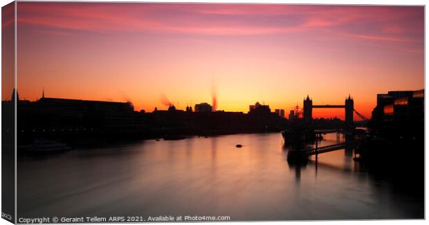 Tower Bridge and River Thames at dawn, London, England, UK Canvas Print by Geraint Tellem ARPS