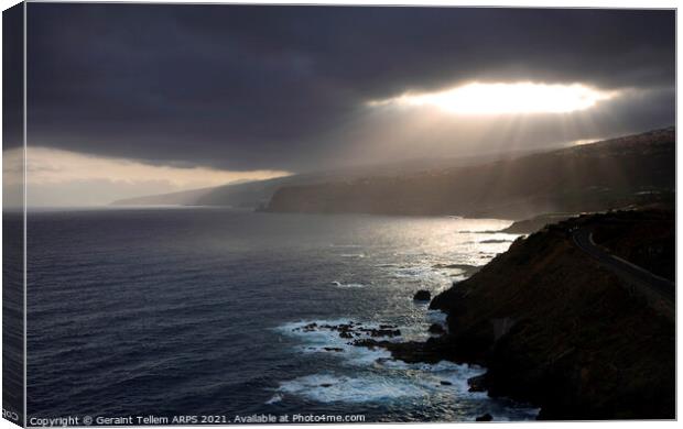 Storm clouds over Puerto de la Cruz, Tenerife, Canary Islands Canvas Print by Geraint Tellem ARPS