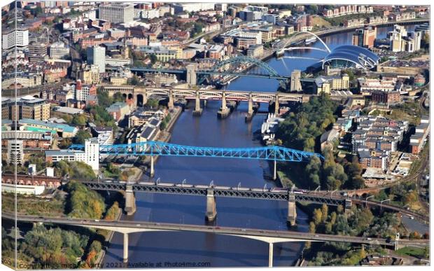 Newcastle River Tyne Bridges Aerial photo Canvas Print by mick vardy