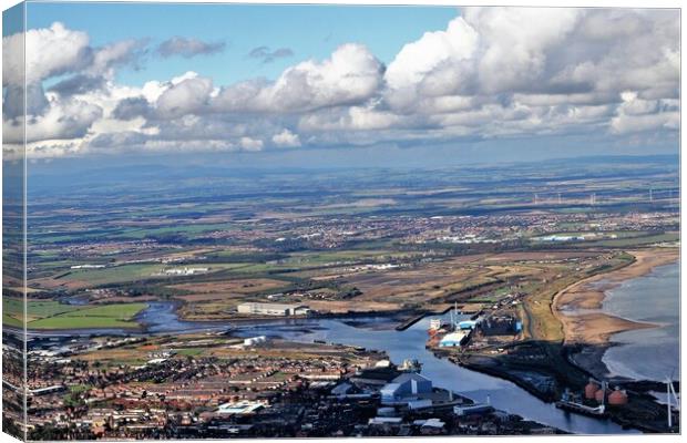 Aerial view of Blyth Harbour. Canvas Print by mick vardy