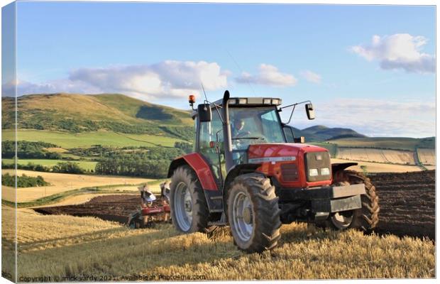 Ploughing in the Cheviot Hills Canvas Print by mick vardy