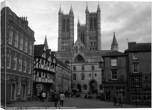 An impressive Lincoln Cathedral Canvas Print by ANN RENFREW