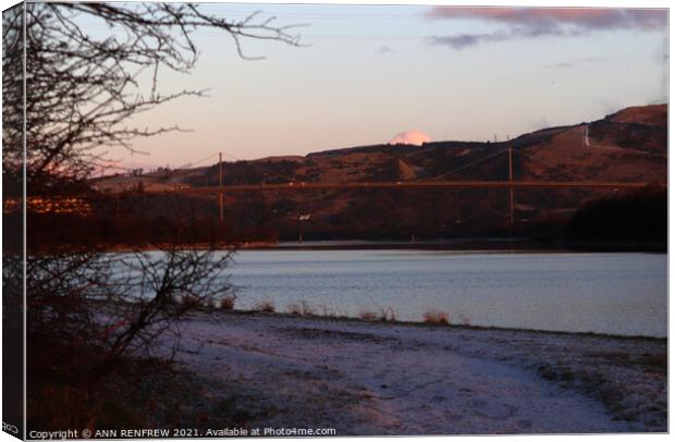 Erskine Bridge at dawn Canvas Print by ANN RENFREW