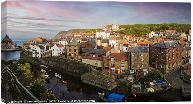 Staithes on a warm summer night 532 Canvas Print by PHILIP CHALK