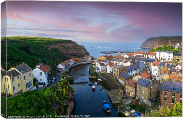 Staithes sunset 535  Canvas Print by PHILIP CHALK