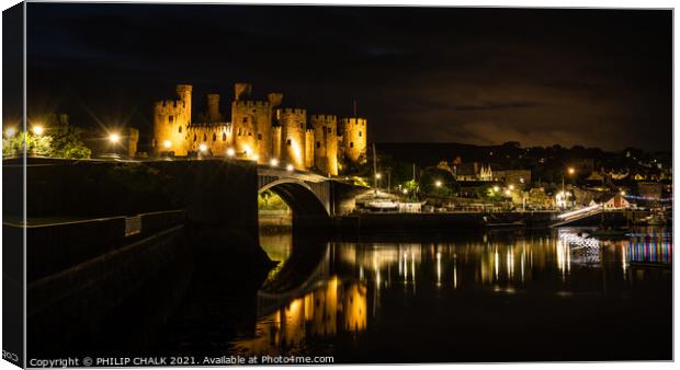 Conwy castle 603 Canvas Print by PHILIP CHALK