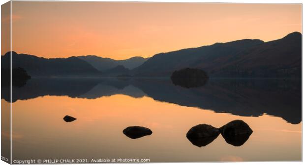 Sunset over Derwent water in the lake district 650 Canvas Print by PHILIP CHALK