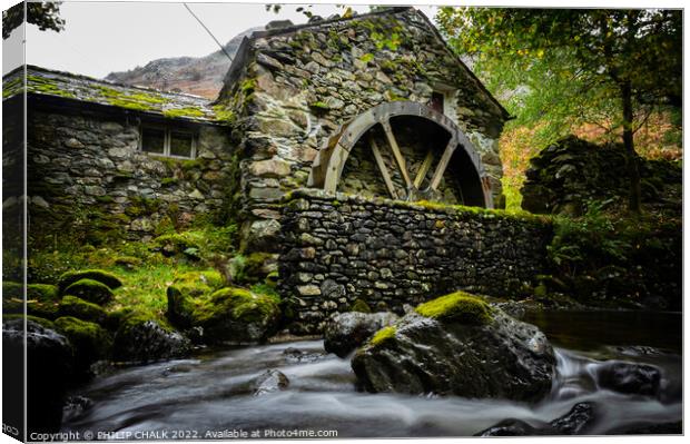 Borrowdale water mill 665 Canvas Print by PHILIP CHALK