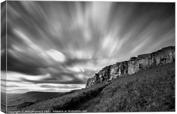 Blustery Stanage edge 782  Canvas Print by PHILIP CHALK
