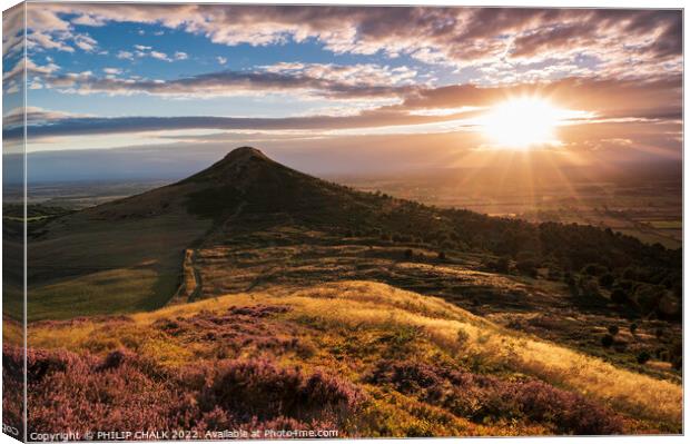 Roseberry topping sunset 783  Canvas Print by PHILIP CHALK