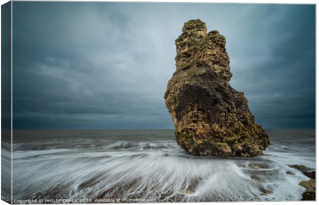 Chemical beach sea stack 881  Canvas Print by PHILIP CHALK