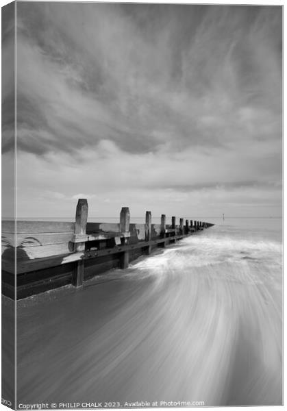 Majestic Hornsea Beach Defence Canvas Print by PHILIP CHALK