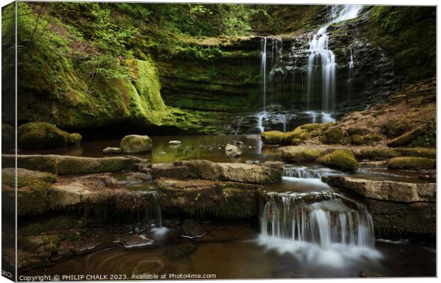 Secluded waterfalls in the Yorkshire dales 891 Canvas Print by PHILIP CHALK