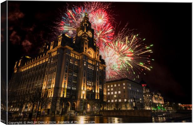 Liver building fireworks 1061 Canvas Print by PHILIP CHALK
